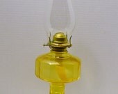 Vintage Yellow Glass Oil Lamp Non Electric Made in USA PanchosPorch - PanchosPorch