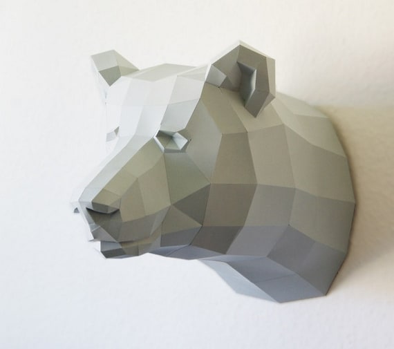 Oso pardo hojas de oficio, DIY modelo de recorte de papel, oso, oso, oso trofeo trofeo