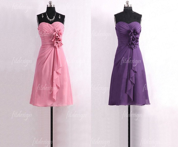 short bridesmaid dress, pink bridesmaid dress, purple bridesmaid dress, custom bridesmaid dress, cheap bridesmaid dress, 140095