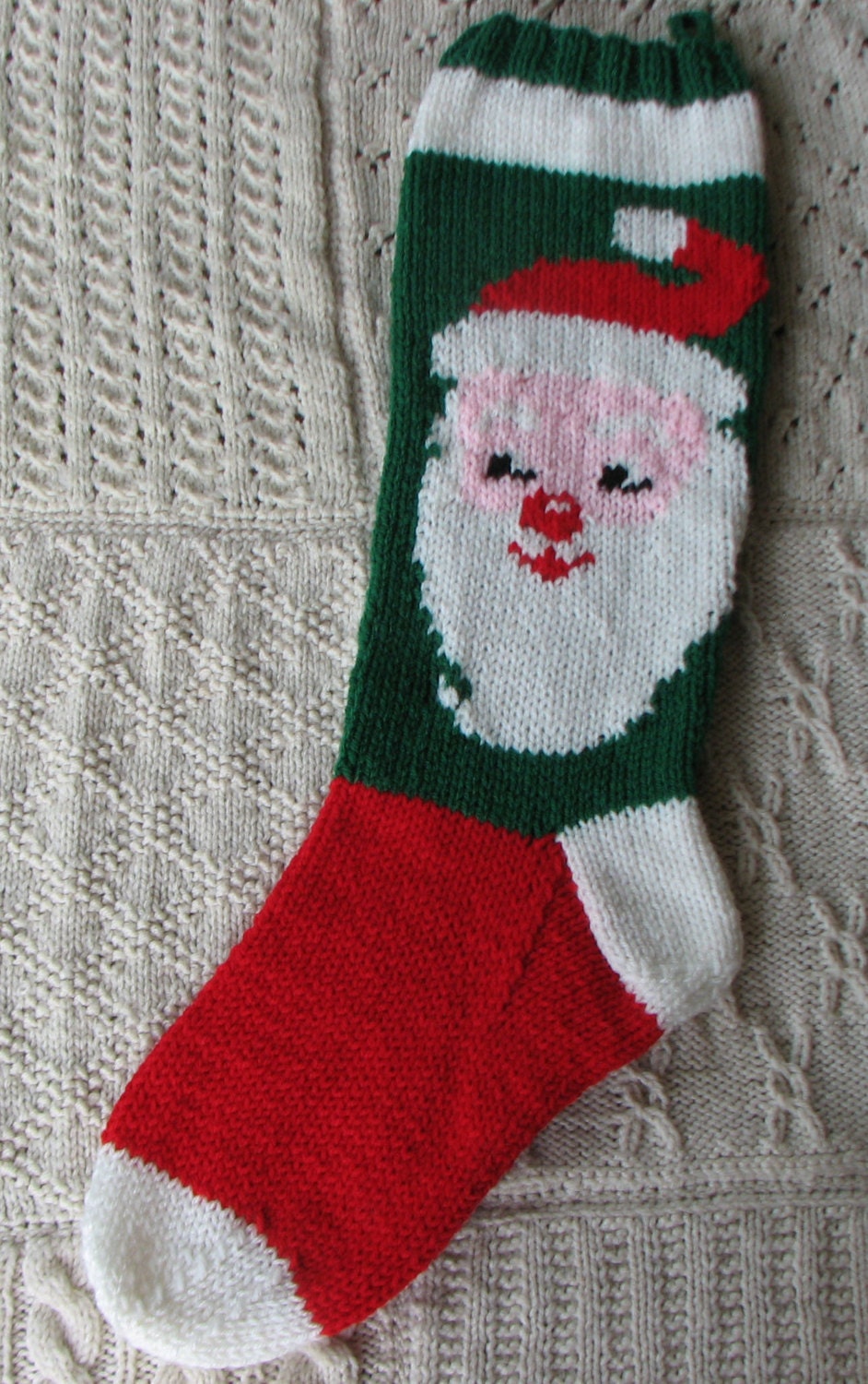 Santa Christmas Stocking Hand Knitted by StitchingUpMemories