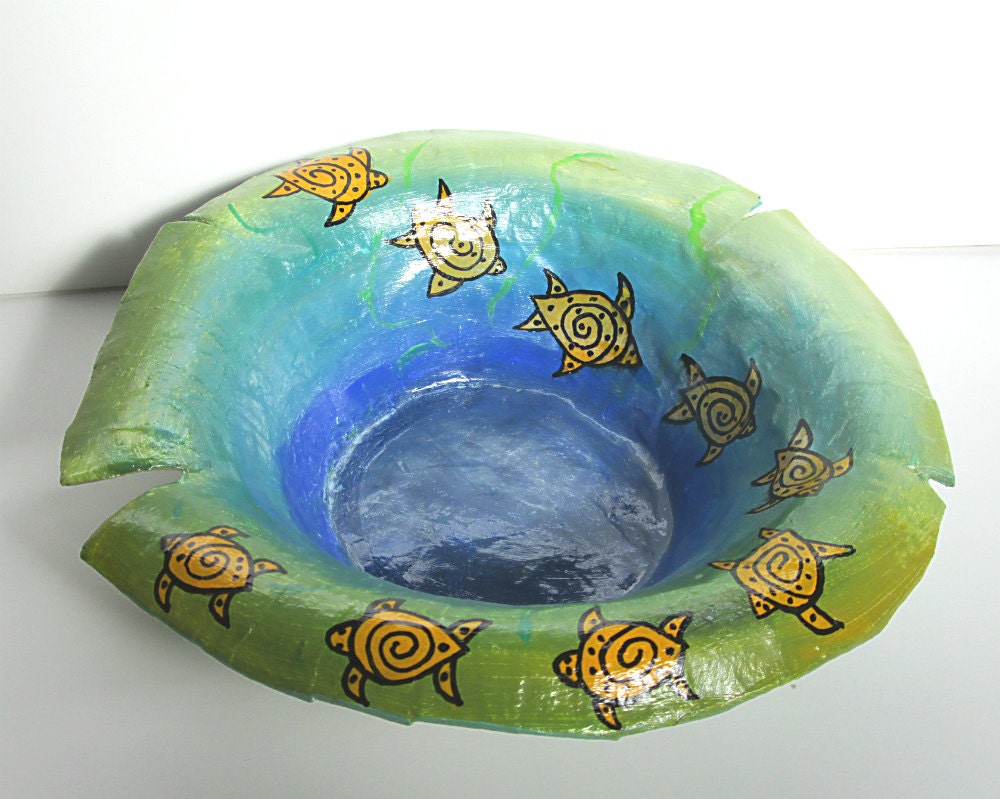 Paper Mache Bowl. Handmade Work Of Art. Home Decor. Decorative Bowl