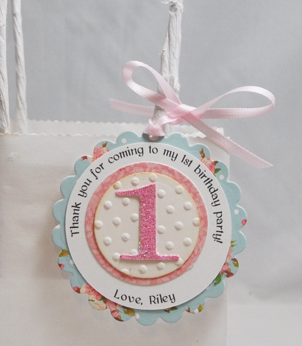 Blue Floral Thank You Favor Tags- Shabby Chic- Set of 12 Il_570xn