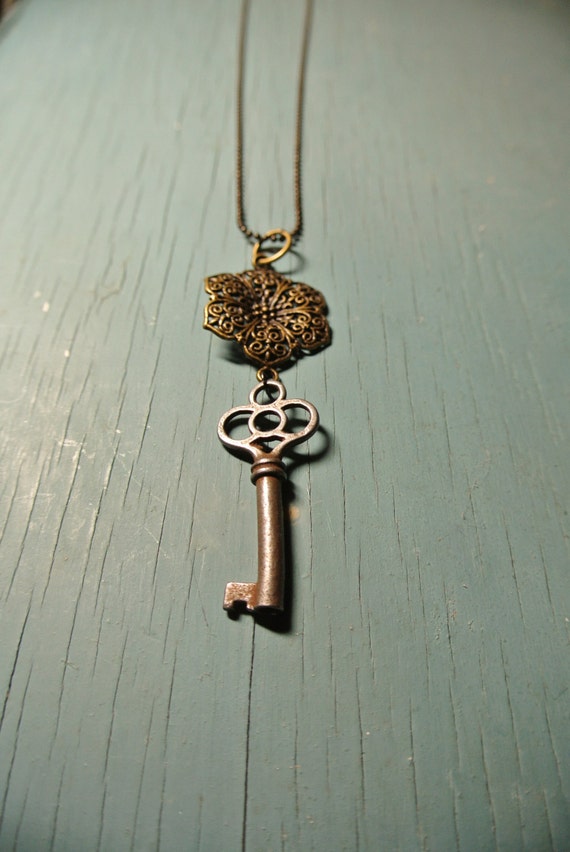 Antique Skeleton Key Necklace By Sarahracha On Etsy