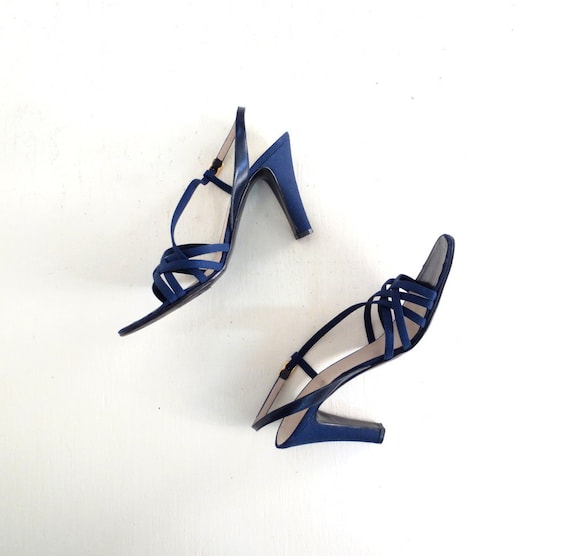 Bruno Magli Shoes  Strappy Heels  Navy Blue Heels  Strappy Sandals ...