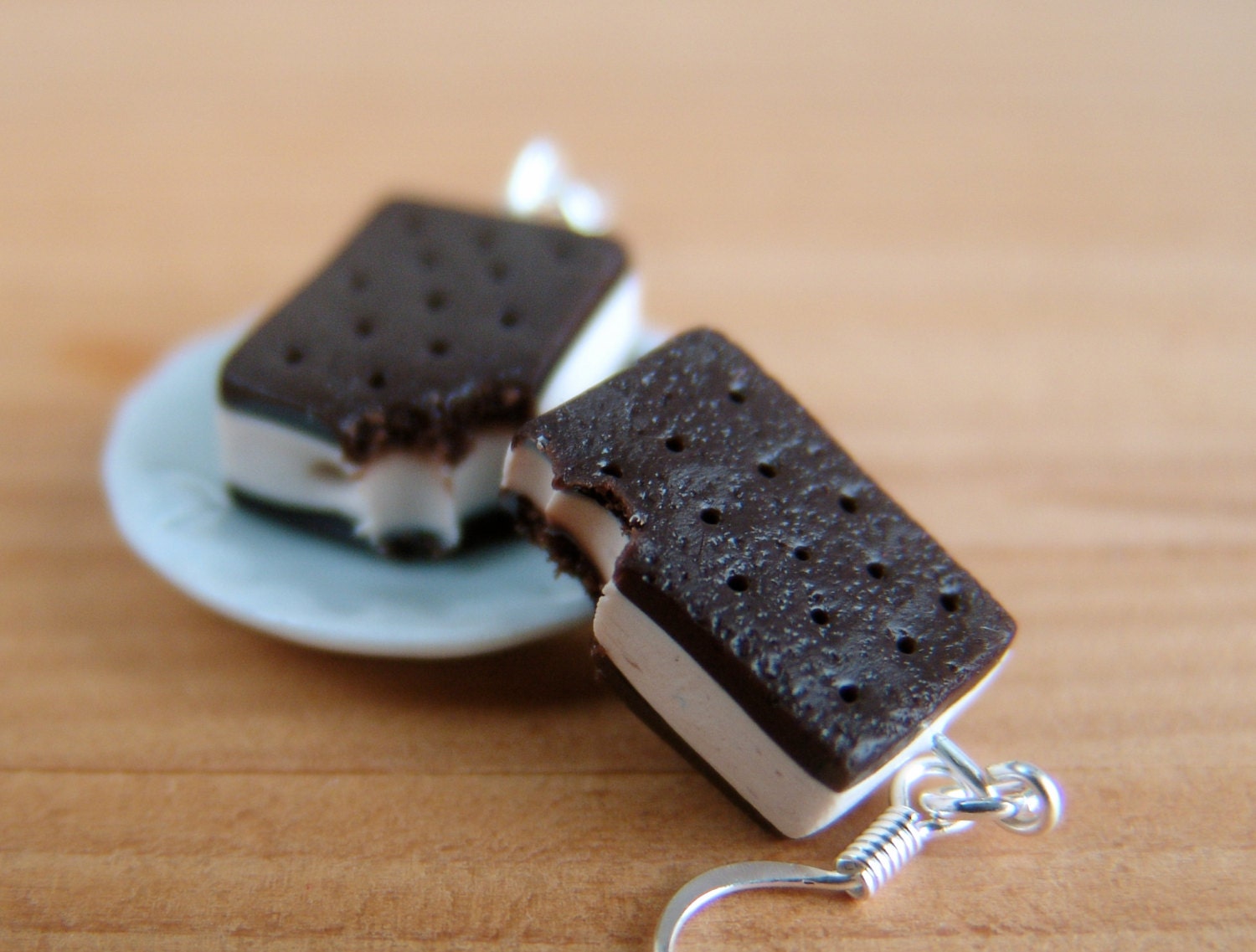 Food Jewelry Ice Cream Earrings - Ice Cream Sandwiches Miniature Food Earrings