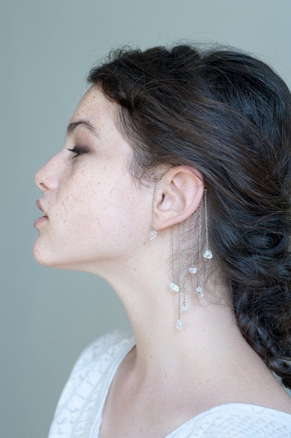 Items similar to Crystal Ear Cuff. Quartz. Bridal Ear Cuff on Etsy