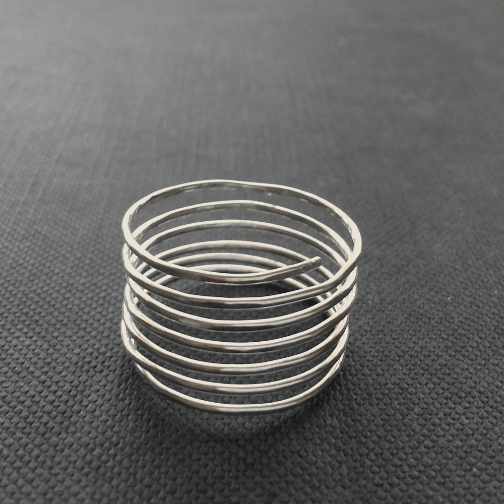 Silver Wire Spiral Ring - Thumb Ring, Infinity Ring, Minimalist Jewelry, Wire Work, US size 8/9, UK size Q/R - 'Spring'