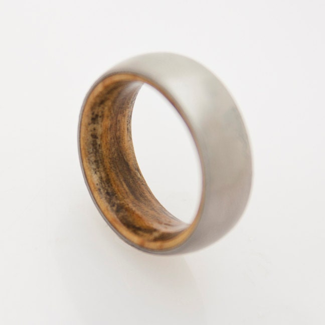 wooden ring  wedding band  titanium wood ring