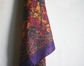 Harvest Scarf - Purple Orange shawl with Fruit and Leaf ornaments - MagpiesShop