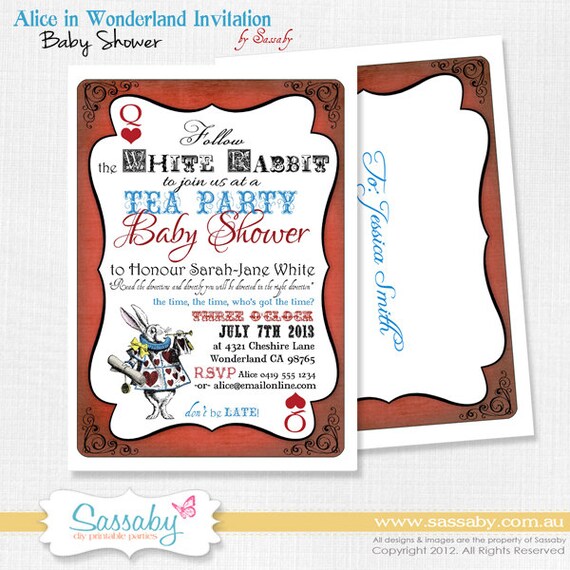 Alice in Wonderland Baby Shower Invitation - DIY PRINTABLE FILE by Sassaby Il_570xn
