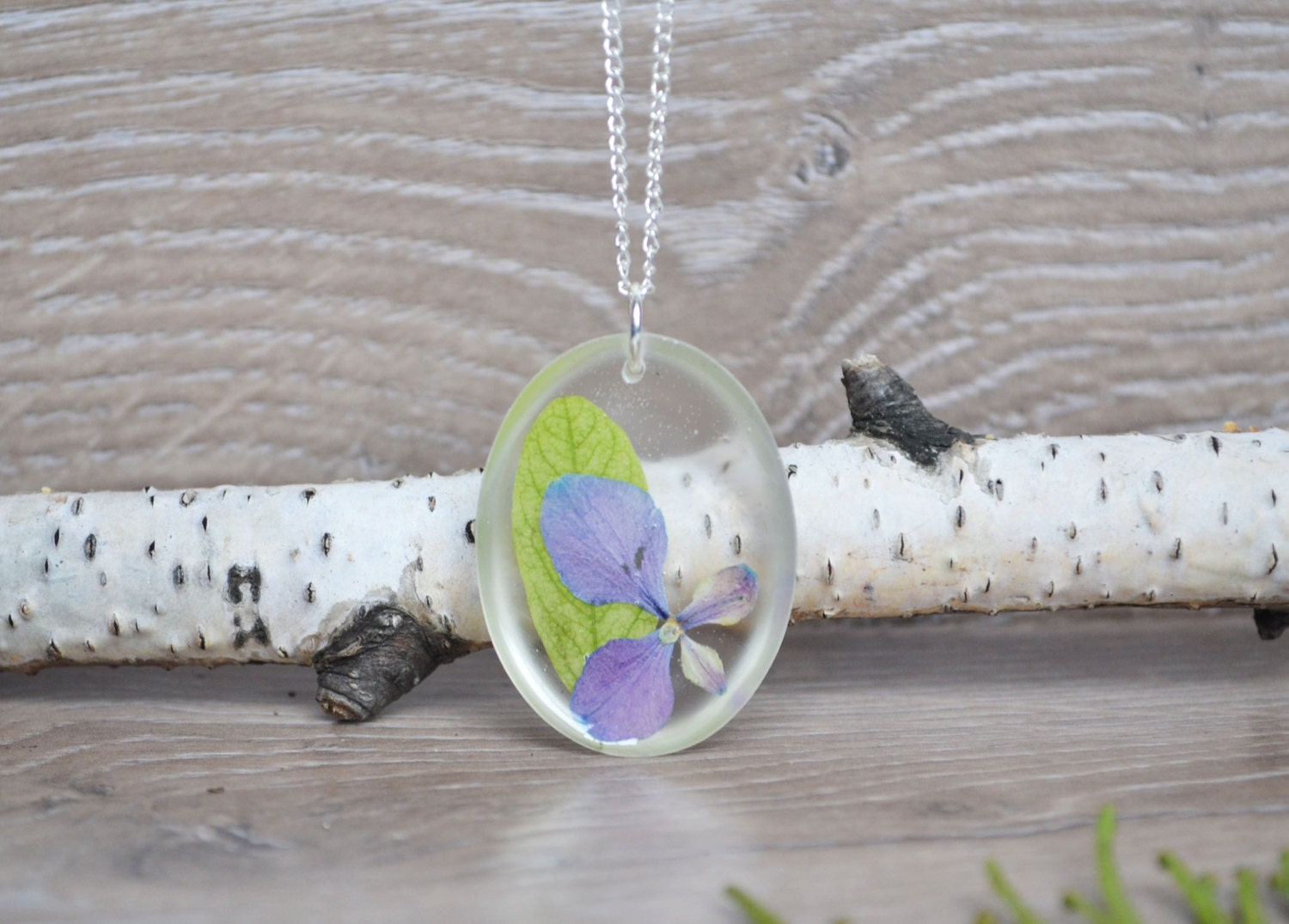 Real Hydrangea Necklace, Botanical in Resin Necklace, Purple Hydrangea Necklace, Pressed Flower Jewelry, Canada