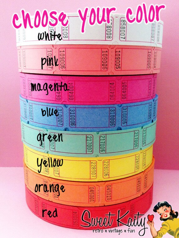 120 Carnival Tickets - CHOOSE YOUR COLOR - Wedding - Birthday Party - Carnival - Retro Vintage Fun - Circus Party - Rainbow Raffle Tickets Il_570xn