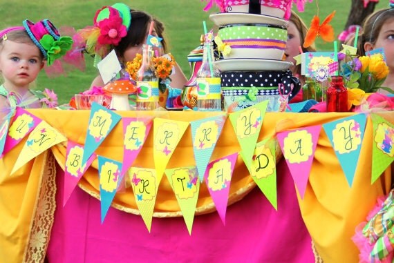Mad Hatter BANNER Party Printables - Alice In Wonderland- Girls - Woman, birthday, shower, wedding tea - Krown Kreations - INSTANT Download Il_570xn