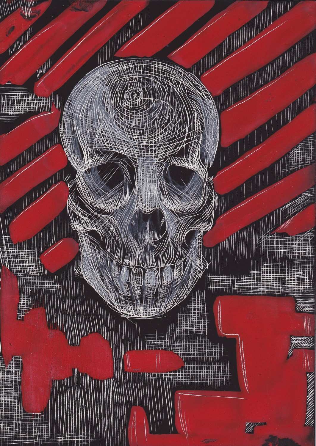 Skull & Red Stripes - Reproduction - AtomicAurora