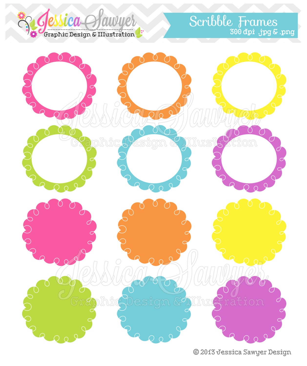 INSTANT DOWNLOAD, scribble digital frames, digital tags, scrapbooking clipart, for commercial use, invitations, printable Il_570xn