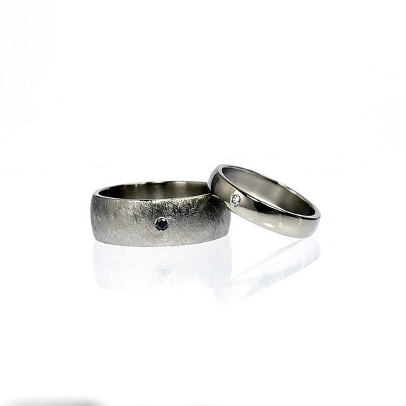 ... diamond wedding, engagement, modern wedding ring, scratched titanium