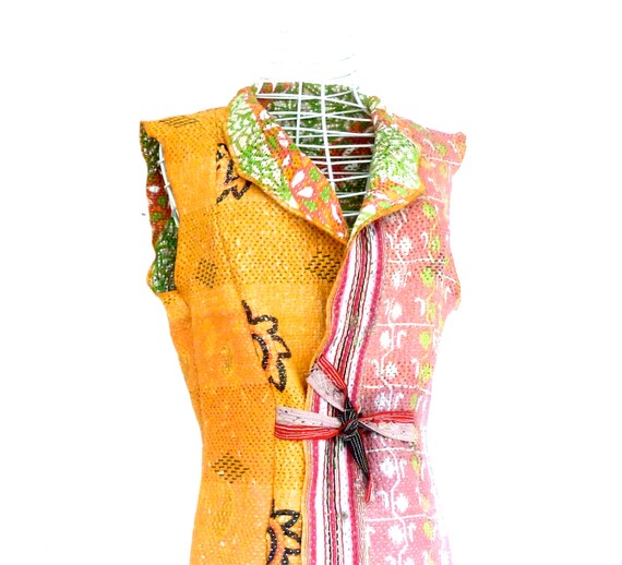 kantha quilt vest reversible kantha vest by fairlyworn on Etsy