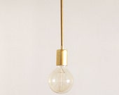 Brass Hanging Light, Vintage Modern Industrial Pendant Light - Globe - thevintagevoguestory