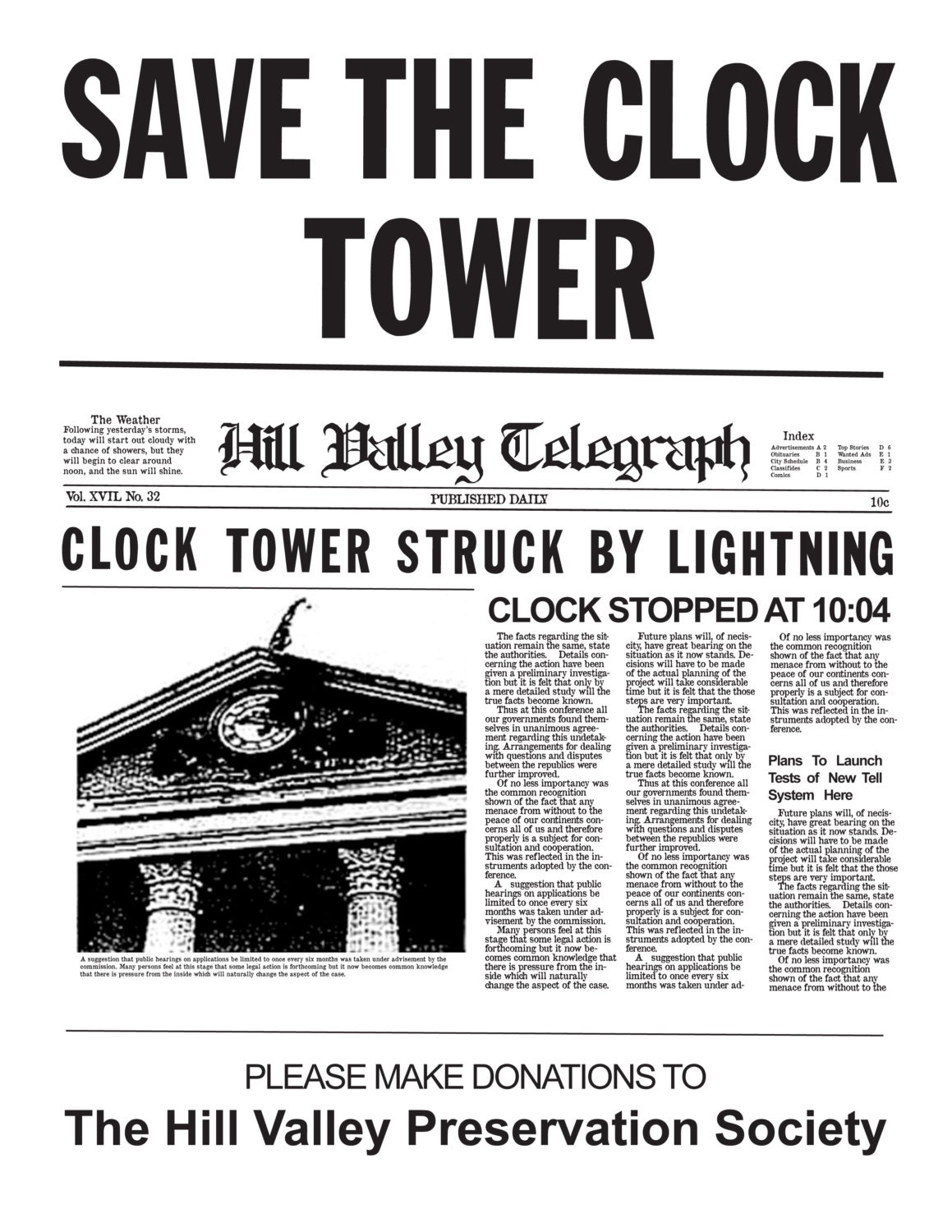 Save The Clock Tower Flyer Printable