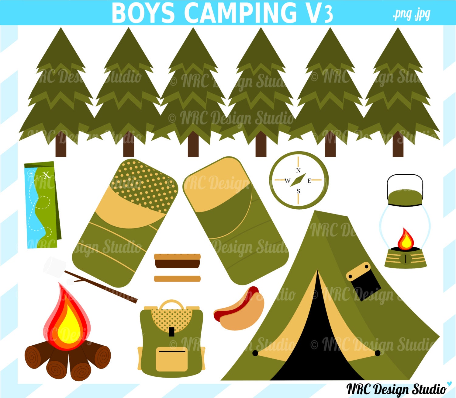 Boys Clip Art - Camping Clip Art (Boys V3) - Digital Camping Clipart Il_570xn