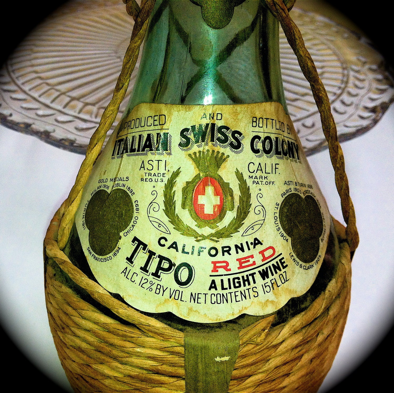 Raffia Wrapped Tipo Italian Swiss Colony Wine by ScarlettsFancies
