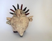 Ceramic  Decorative Owl  Box, Black, Natural Clay, Cream, Gift For Him And Her - LimorsCeramicsShop