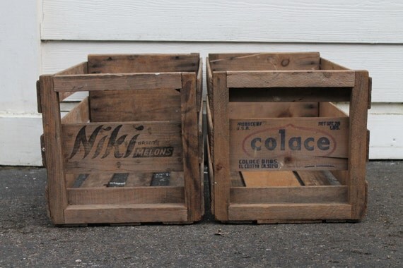 Vintage Fruit Crates by ThisDwellingPlace on Etsy