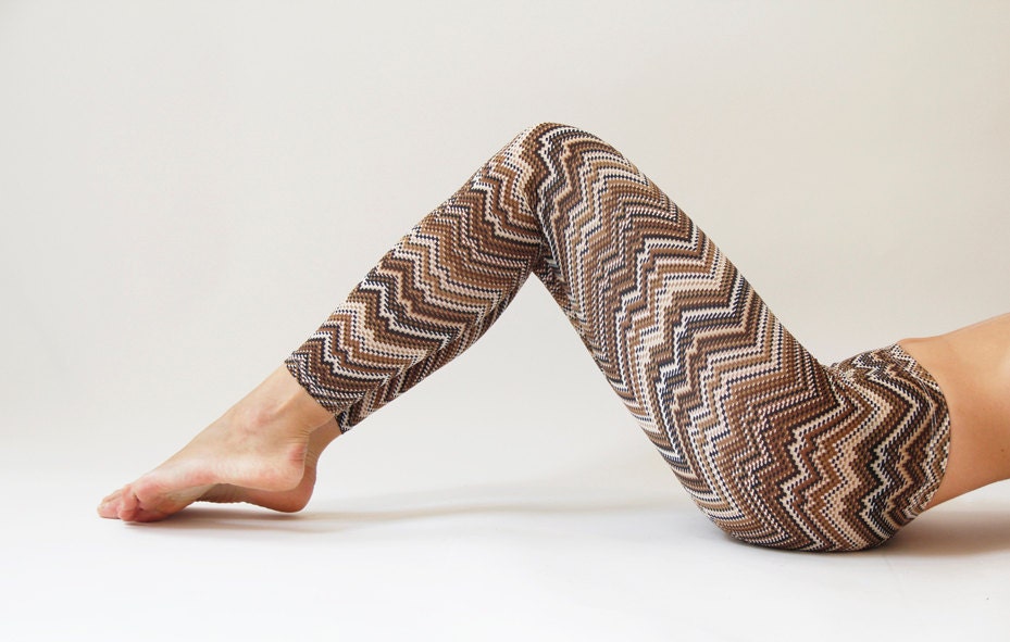 Winter Zigzag Brown  Women Leggings - Not Available - - MikiBeFashion
