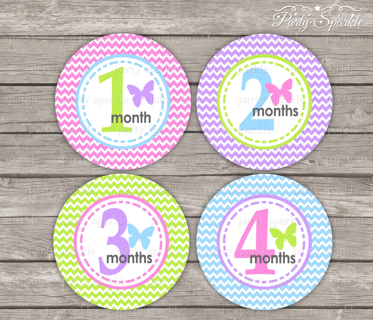 INSTANT DOWNLOAD PRINTABLE Baby Months Stickers / by PartySparkle