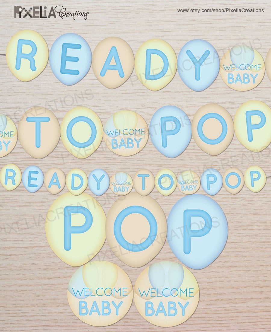 Ready To Pop - Printable Banner for Baby shower (for a baby boy). Non-personalized printable banner Il_570xn