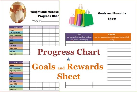 Items similar to INSTANT DOWNLOAD Weight Loss Progress Chart with Goals