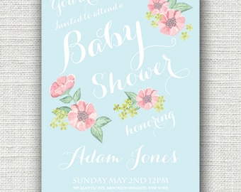 Baby Shower Invitation - Fully Customisable 1950's Illustrated Vintage ...