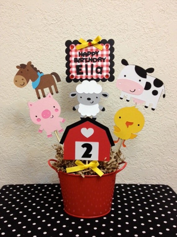 Farm Barnyard Birthday Centerpiece Baby Shower by TheGirlNXTdoor