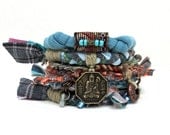 Bohemian Stacking Bracelet Lucky Charm Upcycled Fabric Tribal Gypsy Bangles Women Girls Fiber Hippie Bracelets - peggytrue