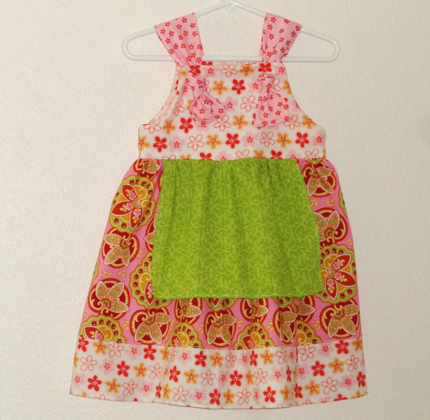 Fall Apron Knot Dress for Girls Star Lotus Sizes newborn to 2 3 4 - Amievoltaire