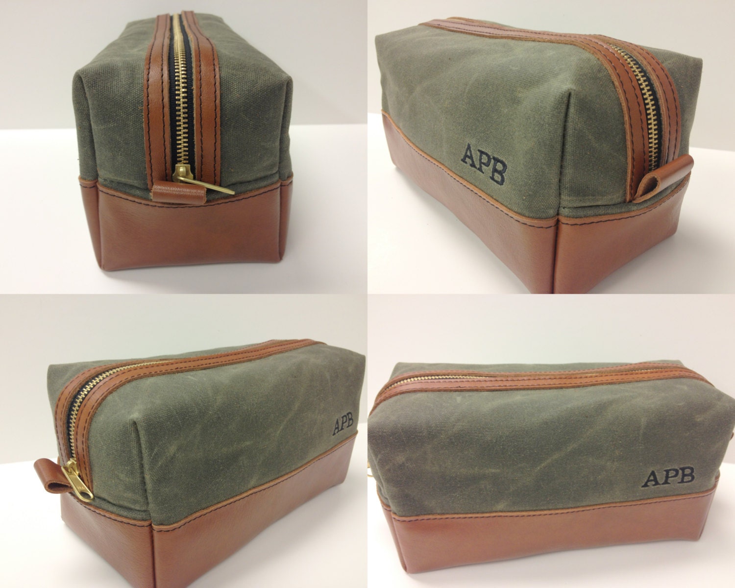 Personalized Toiletry Bag Canvas and Leather by FelixStreetStudio