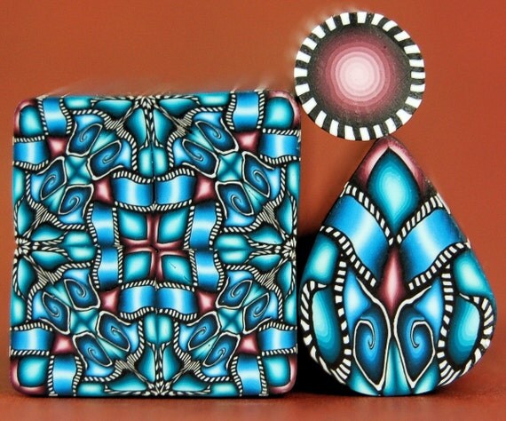 Set of 3 Polymer Clay Canes 'Stained Glass' by ikandiclay on Etsy