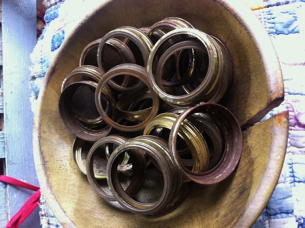 vINTAGE RUSTIC mETAL /CANNING jAR RINGS by DOUBLEDOORANTIQUES