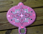 Mosaic Key In Shades of Pink Silver and Black - zzbob