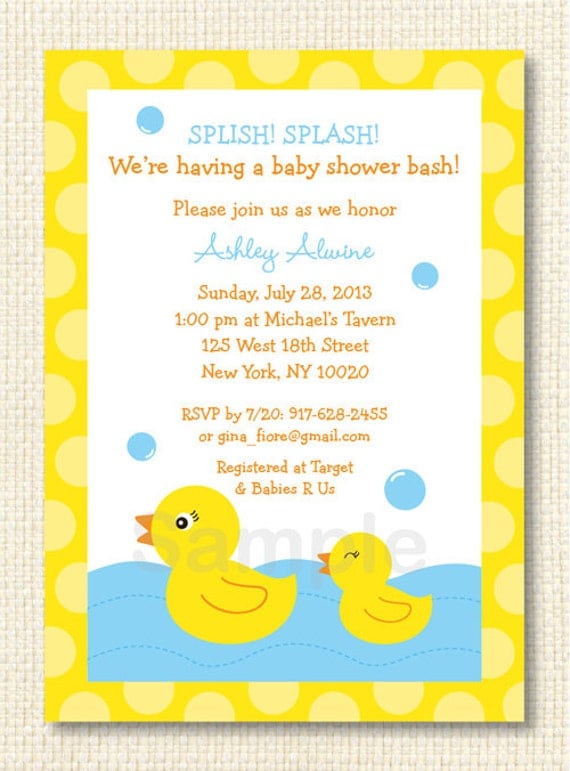 Rubber Duck Baby Shower Invitation Printable