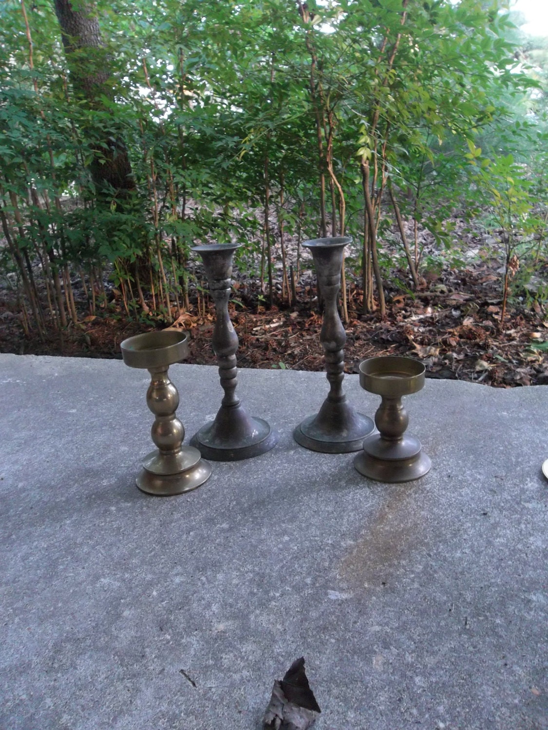 Vintage Brass Candle Holders Lighting Rustic Wedding by misshettie