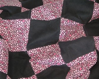 Girls Quilts Patchwork Quilts Pink Leopard Print Patchwork blankets