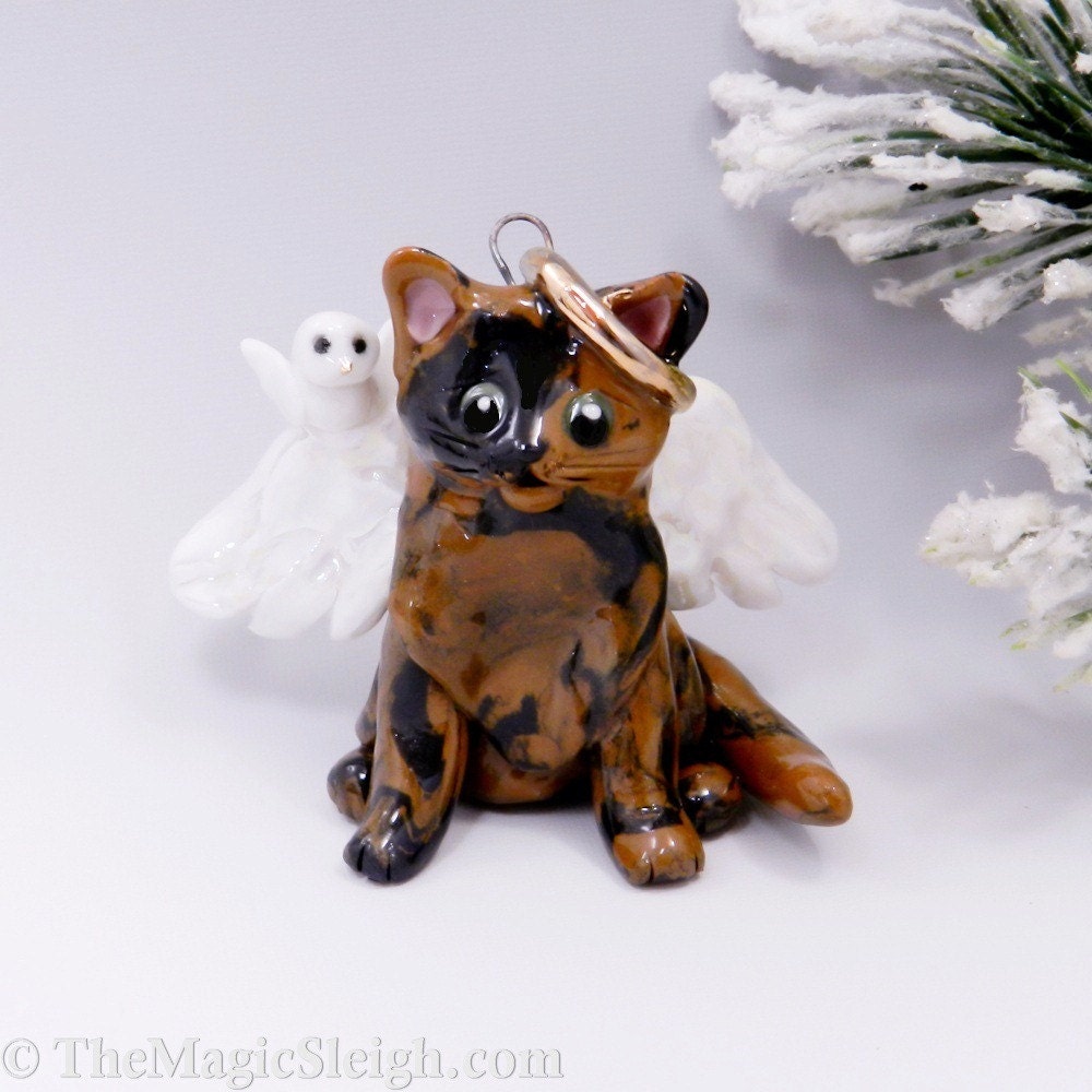 Angel Tortoiseshell Cat Ornament Figurine by TheMagicSleigh