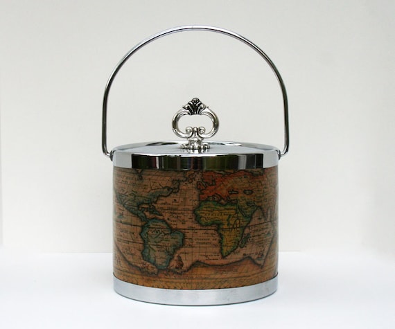 Fancy Vintage Ice Bucket Shiny Chrome Rims/Lid and by MysticLily