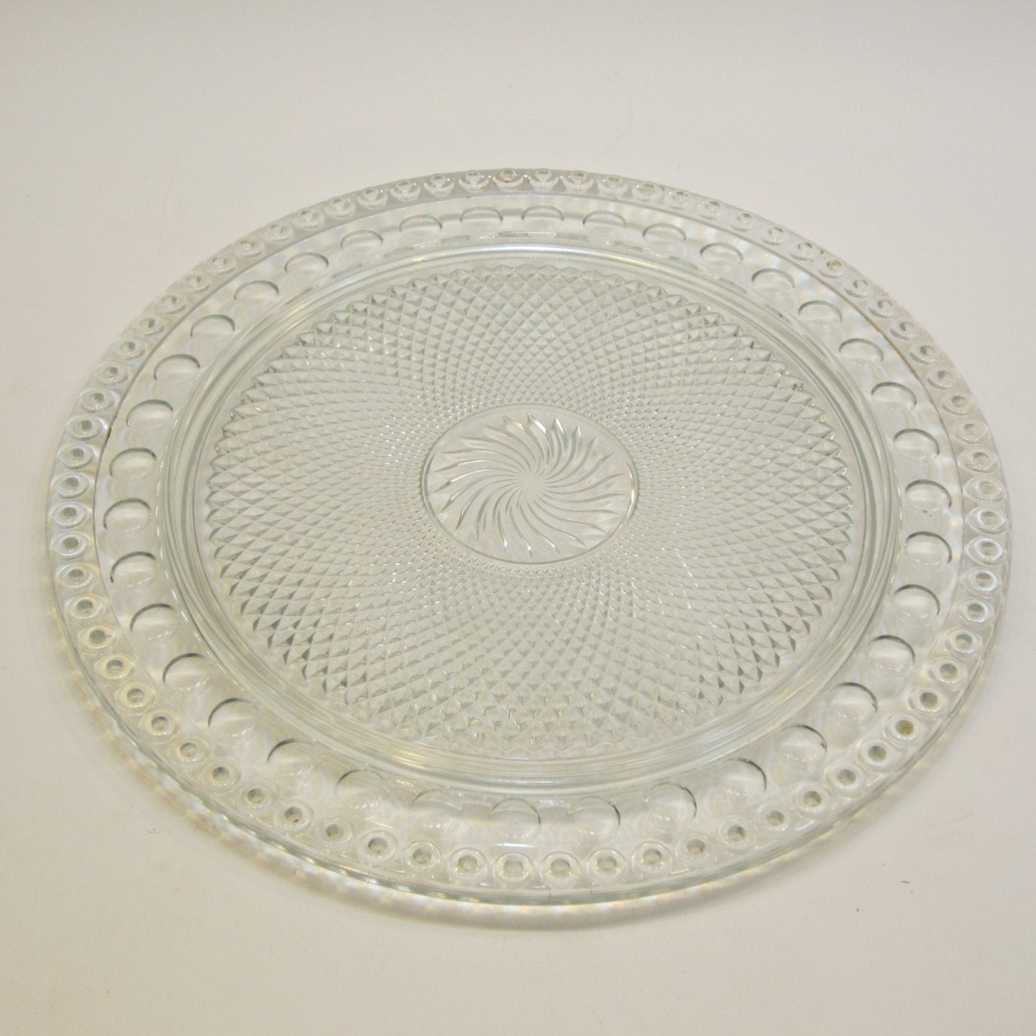 Vintage Clear Glass Round Serving Platter by RecycledSavvy on Etsy