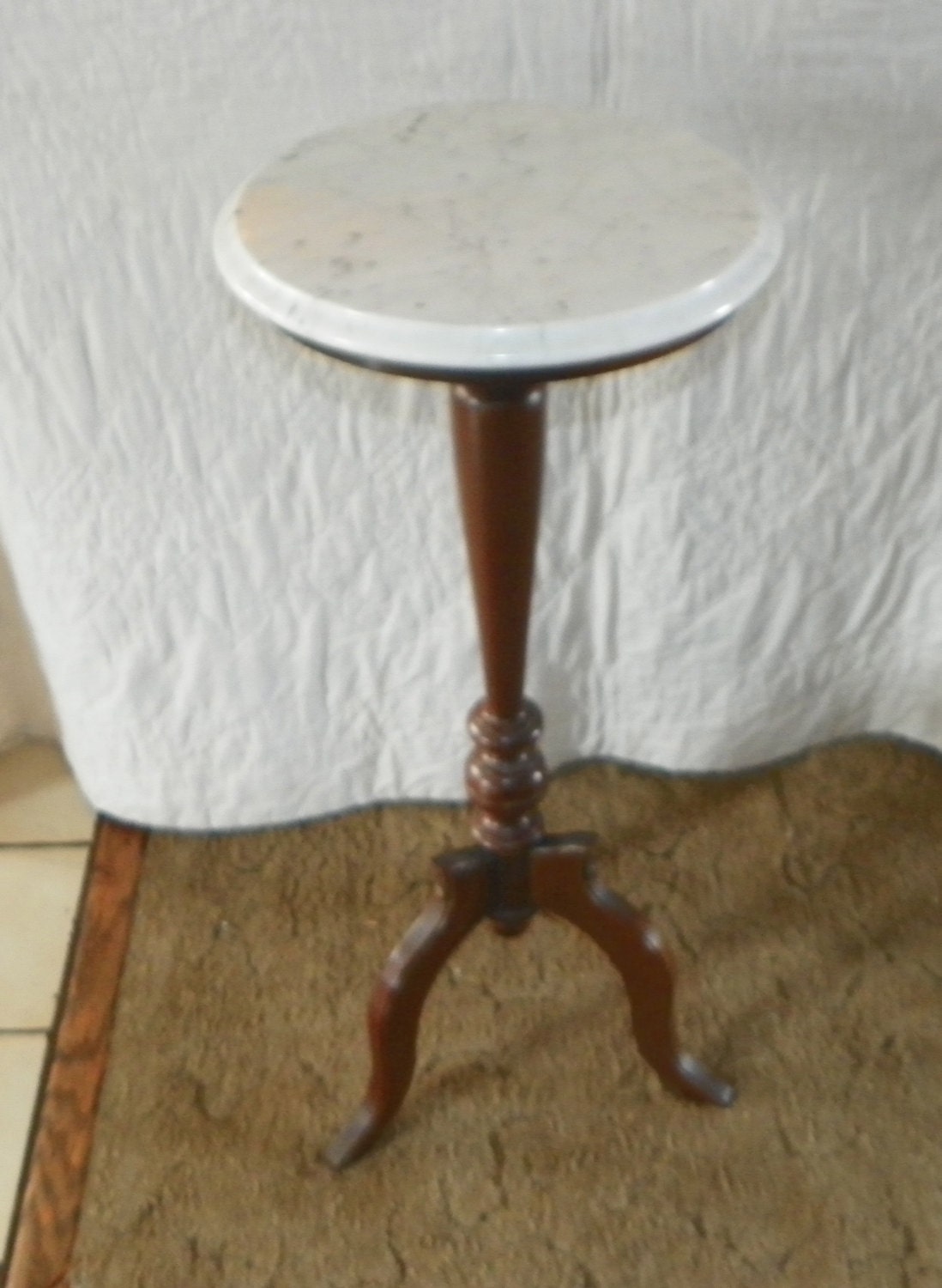 Items similar to Mahogany Marble Top Plant Stand on Etsy