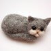 Cute Black Cat Brooch 2,7" , needle felted miniature