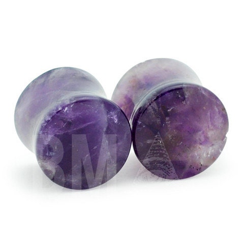 1/2" (13mm) Amethyst Stone Plugs 549 PAIR