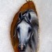 White Arabian Horse Handpainted Pendant gold edged Jewelry art