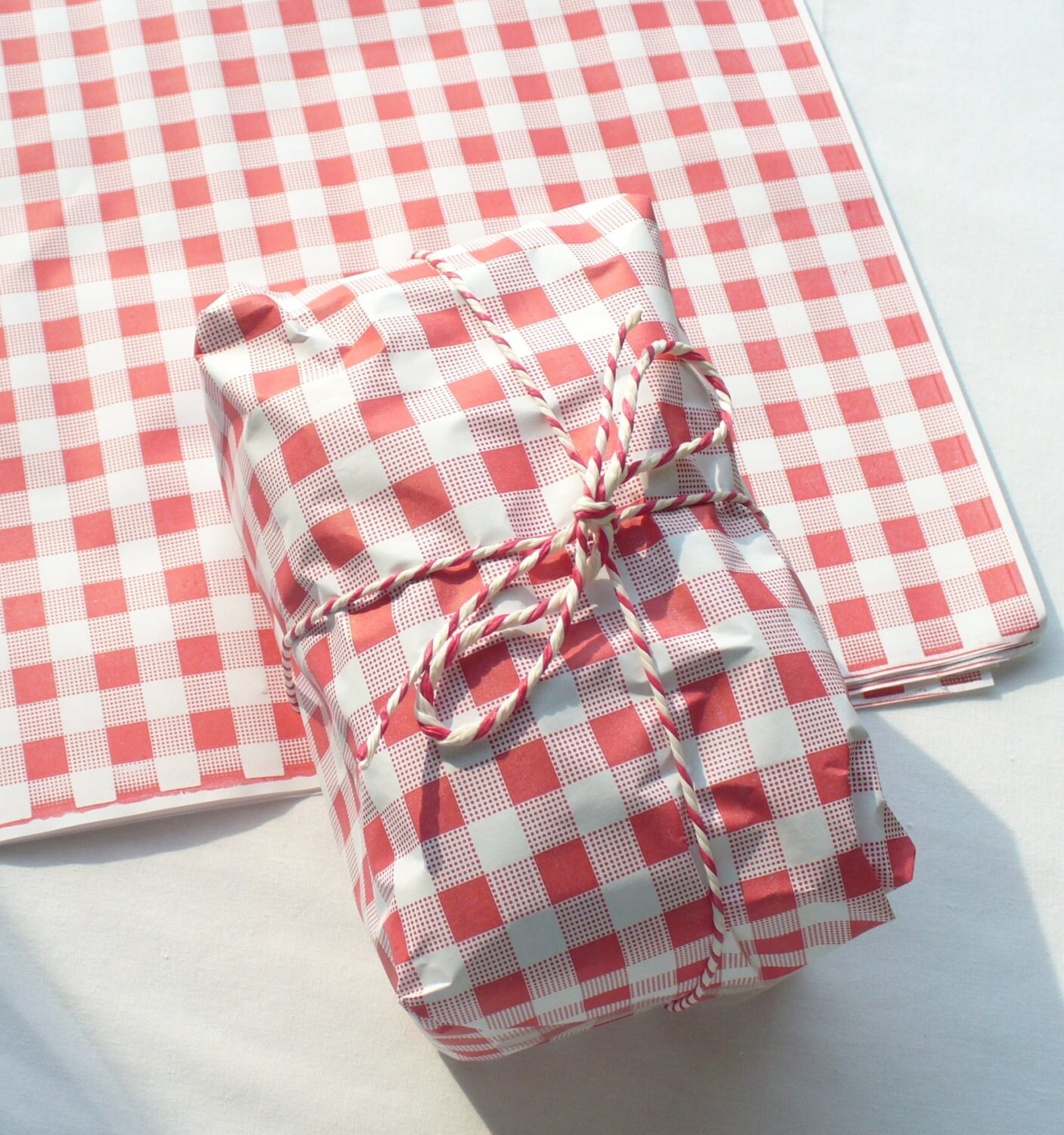 Red Gingham Food Safe Wrapping Paper 25 by MarmaladySupplies